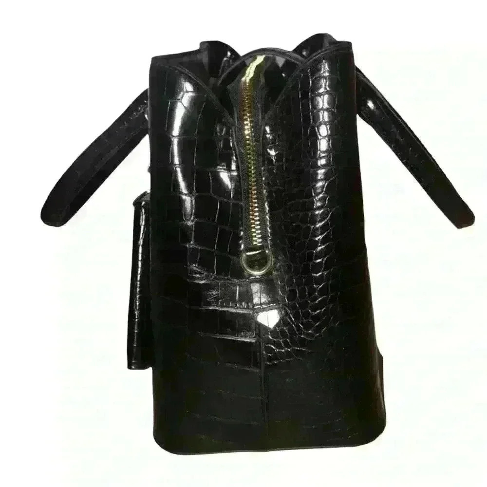 Bebe Black Crocodile Satchel with Card Case - Picture 5 of 12